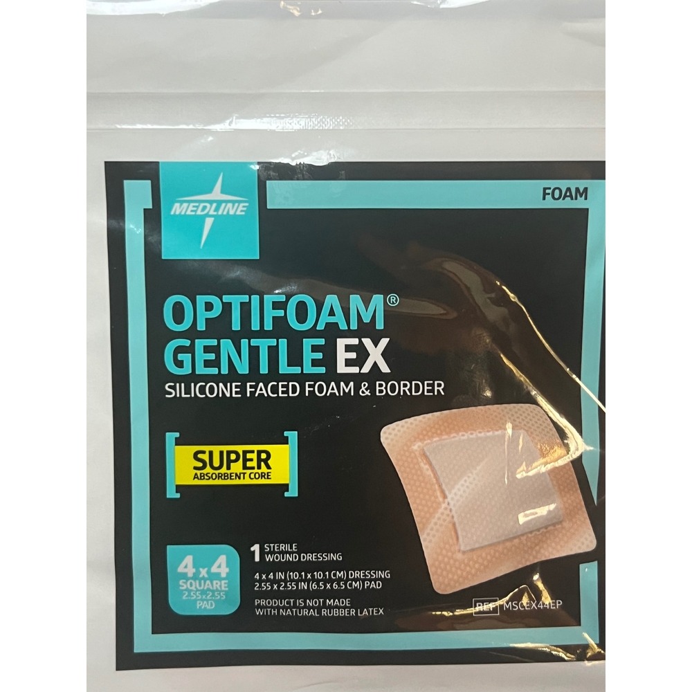 Medline Optifoam Gentle EX 4x4 Silicone Foam Dressings Exp 2027 Lot 5 Pack
